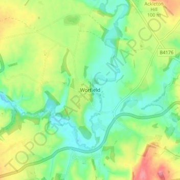 Mappa topografica Worfield, altitudine, rilievo