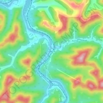Mappa topografica Ashford, altitudine, rilievo