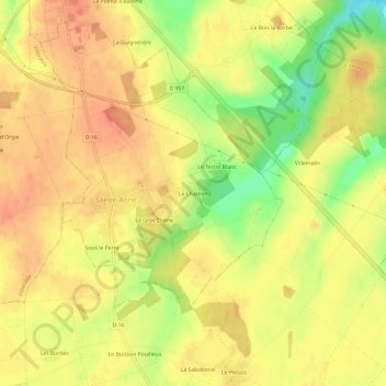 Mappa topografica La Chatelet, altitudine, rilievo