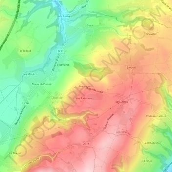 Mappa topografica Marquisière, altitudine, rilievo