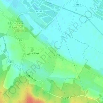 Mappa topografica Ceres, altitudine, rilievo