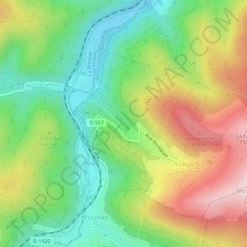 Mappa topografica Journée, altitudine, rilievo