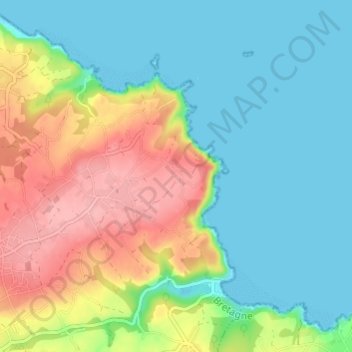 Mappa topografica Kerouziel, altitudine, rilievo