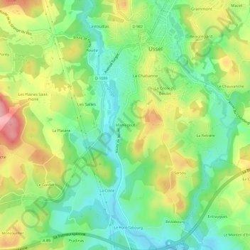 Mappa topografica Mamegout, altitudine, rilievo