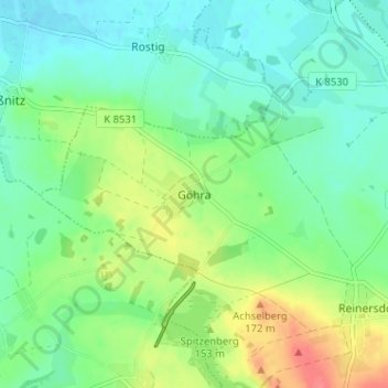 Mappa topografica Göhra, altitudine, rilievo