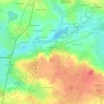 Mappa topografica Le Bois du Parc, altitudine, rilievo