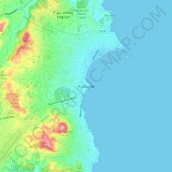 Mappa topografica Artemida, altitudine, rilievo