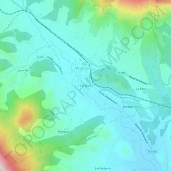 Mappa topografica Le Forest, altitudine, rilievo