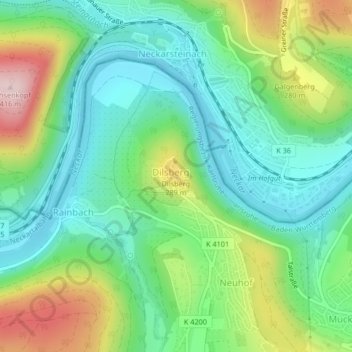 Mappa topografica Dilsberg, altitudine, rilievo