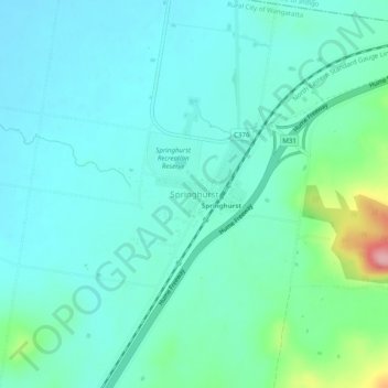 Mappa topografica Springhurst, altitudine, rilievo