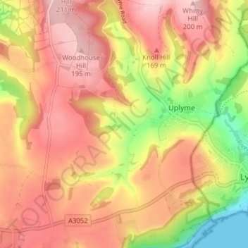 Mappa topografica Holcombe, altitudine, rilievo