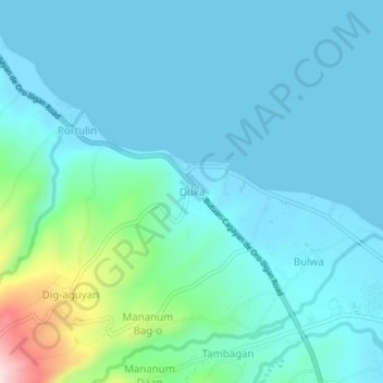Mappa topografica Duka, altitudine, rilievo