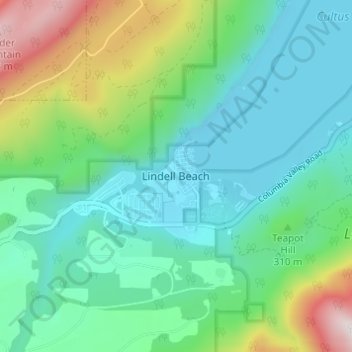 Mappa topografica Lindell Beach, altitudine, rilievo