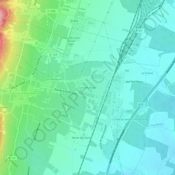 Mappa topografica Grandes Rayes, altitudine, rilievo