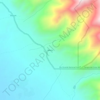Mappa topografica Liberty, altitudine, rilievo