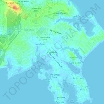 Mappa topografica Walnut Lake, altitudine, rilievo