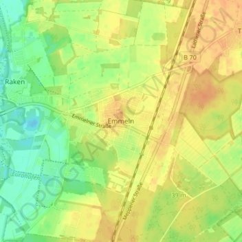 Mappa topografica Emmeln, altitudine, rilievo