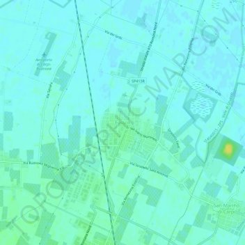 Mappa topografica Fossoli, altitudine, rilievo