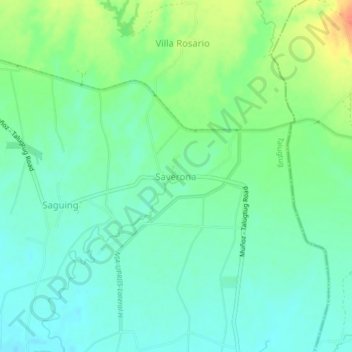 Mappa topografica Saverona, altitudine, rilievo