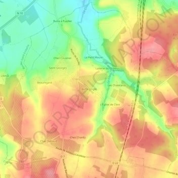 Mappa topografica Buffe Ongle, altitudine, rilievo