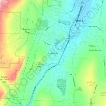 Mappa topografica Maple Grove, altitudine, rilievo