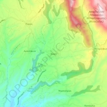 Mappa topografica Chora, altitudine, rilievo