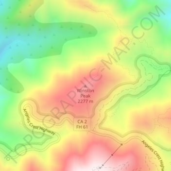 Mappa topografica Winston Peak, altitudine, rilievo