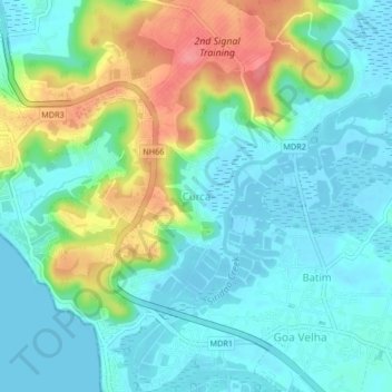 Mappa topografica Curca, altitudine, rilievo