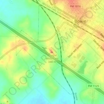 Mappa topografica Cougar Mountain, altitudine, rilievo