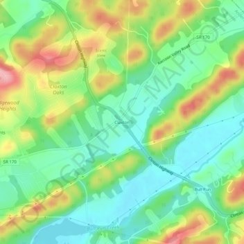Mappa topografica Claxton, altitudine, rilievo