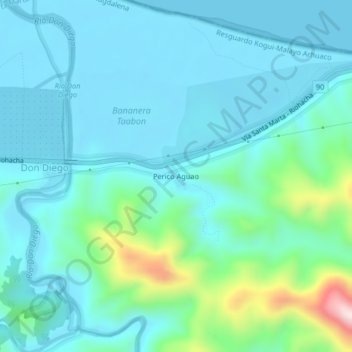 Mappa topografica Perico Aguao, altitudine, rilievo