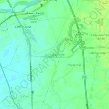 Mappa topografica San Bartolome, altitudine, rilievo