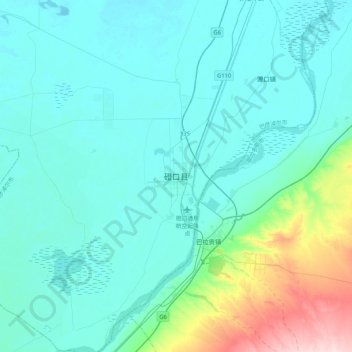 Mappa topografica 磴口县, altitudine, rilievo