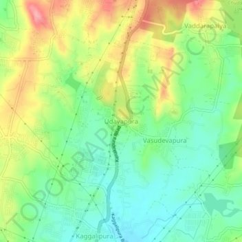 Mappa topografica Udayapura, altitudine, rilievo