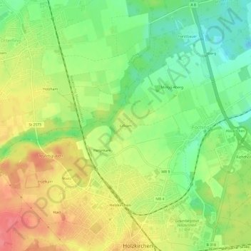 Mappa topografica Erlkam, altitudine, rilievo
