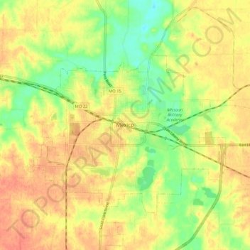 Mappa topografica Mexico, altitudine, rilievo