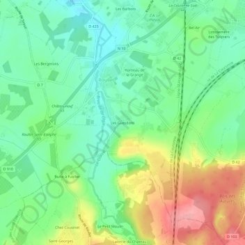 Mappa topografica Les Guesdons, altitudine, rilievo
