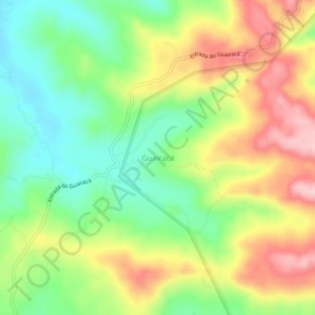 Mappa topografica Guairacá, altitudine, rilievo