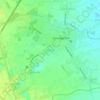 Mappa topografica Minane, altitudine, rilievo