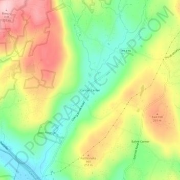Mappa topografica Canton Center, altitudine, rilievo