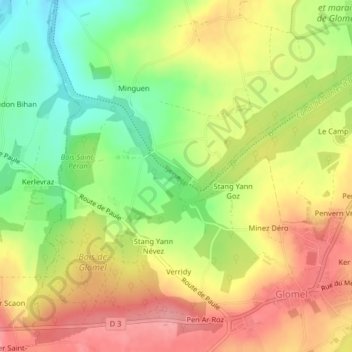 Mappa topografica Écluse de Stang Jean, altitudine, rilievo