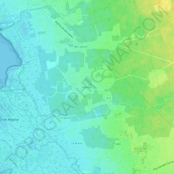 Mappa topografica Vigneau, altitudine, rilievo