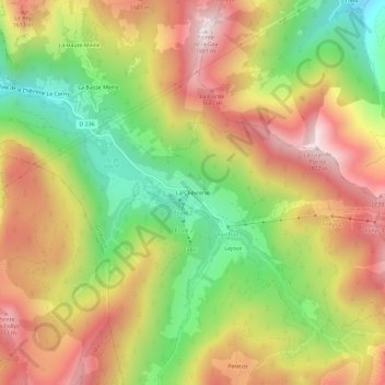 Mappa topografica La Chèvrerie, altitudine, rilievo