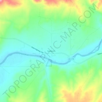 Mappa topografica Sunbeam, altitudine, rilievo