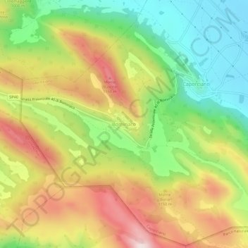Mappa topografica Bominaco, altitudine, rilievo