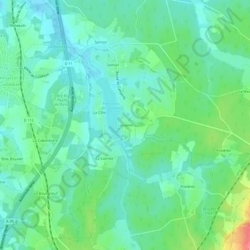 Mappa topografica Louvarel, altitudine, rilievo