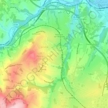 Mappa topografica La Roche, altitudine, rilievo