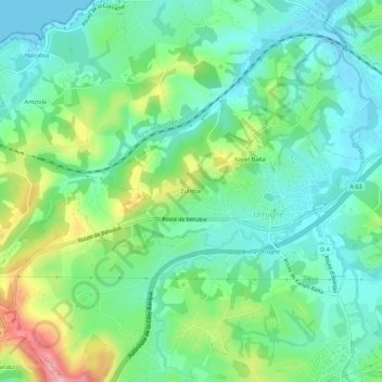 Mappa topografica Zuhibar, altitudine, rilievo