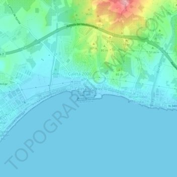 Mappa topografica Caleta de Vélez, altitudine, rilievo