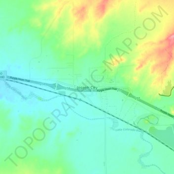 Mappa topografica Joseph City, altitudine, rilievo